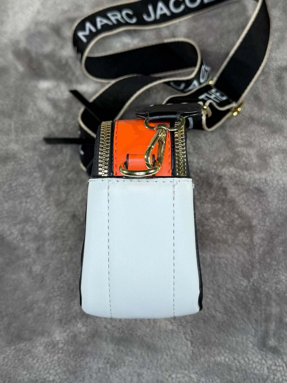 Marc Jacobs The Snapshot Colorblock Leather Crossbody Bag Black Orange White - Picture 5 of 8